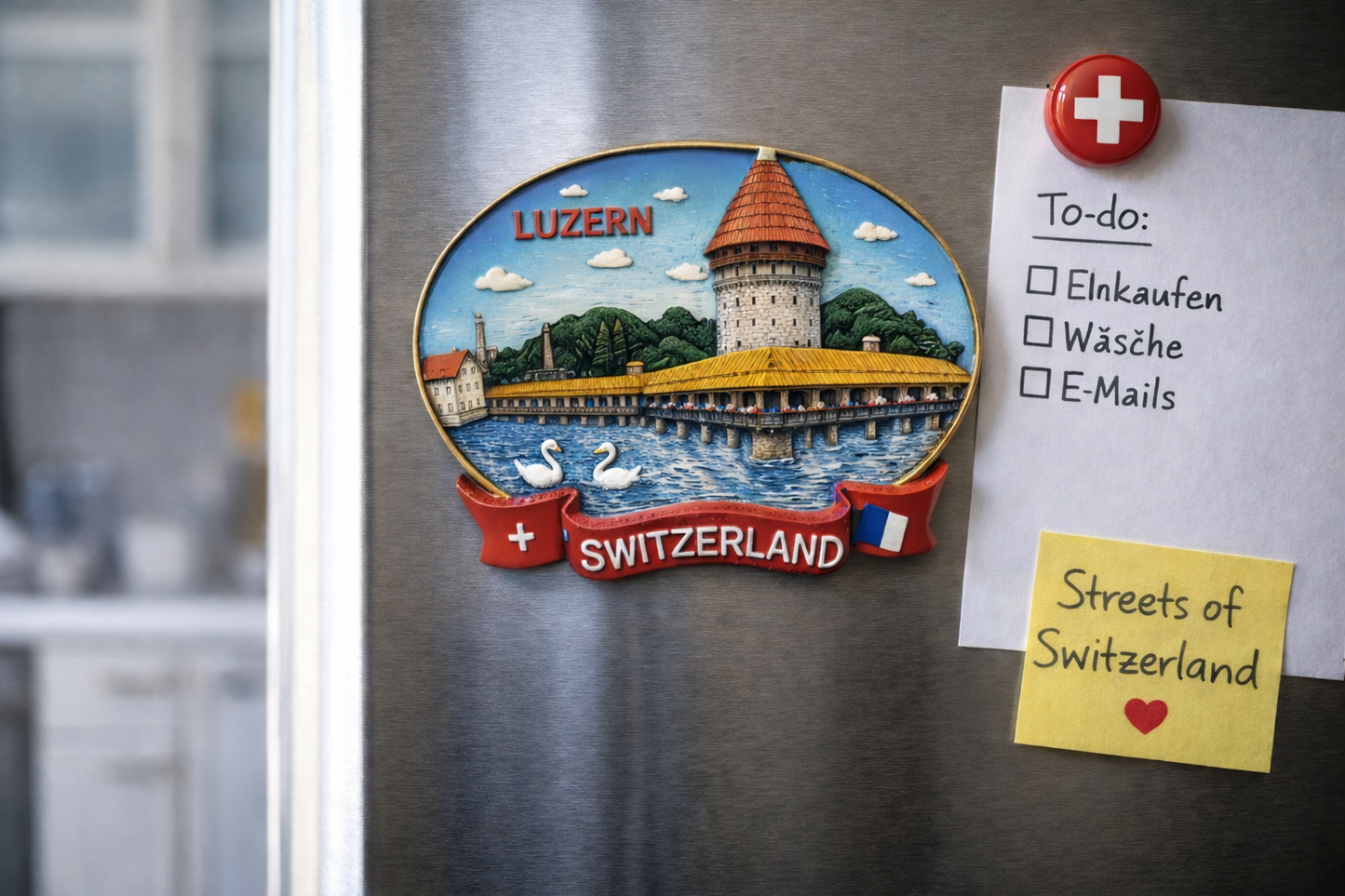Luzern Kapellbrücke Magnet – Hochwertiges 3D Schweiz Souvenir