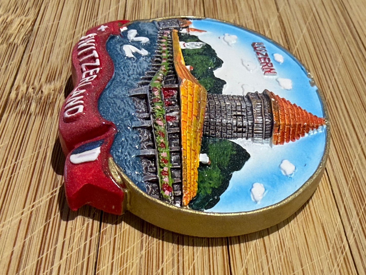 Luzern Kapellbrücke Magnet – Hochwertiges 3D Schweiz Souvenir