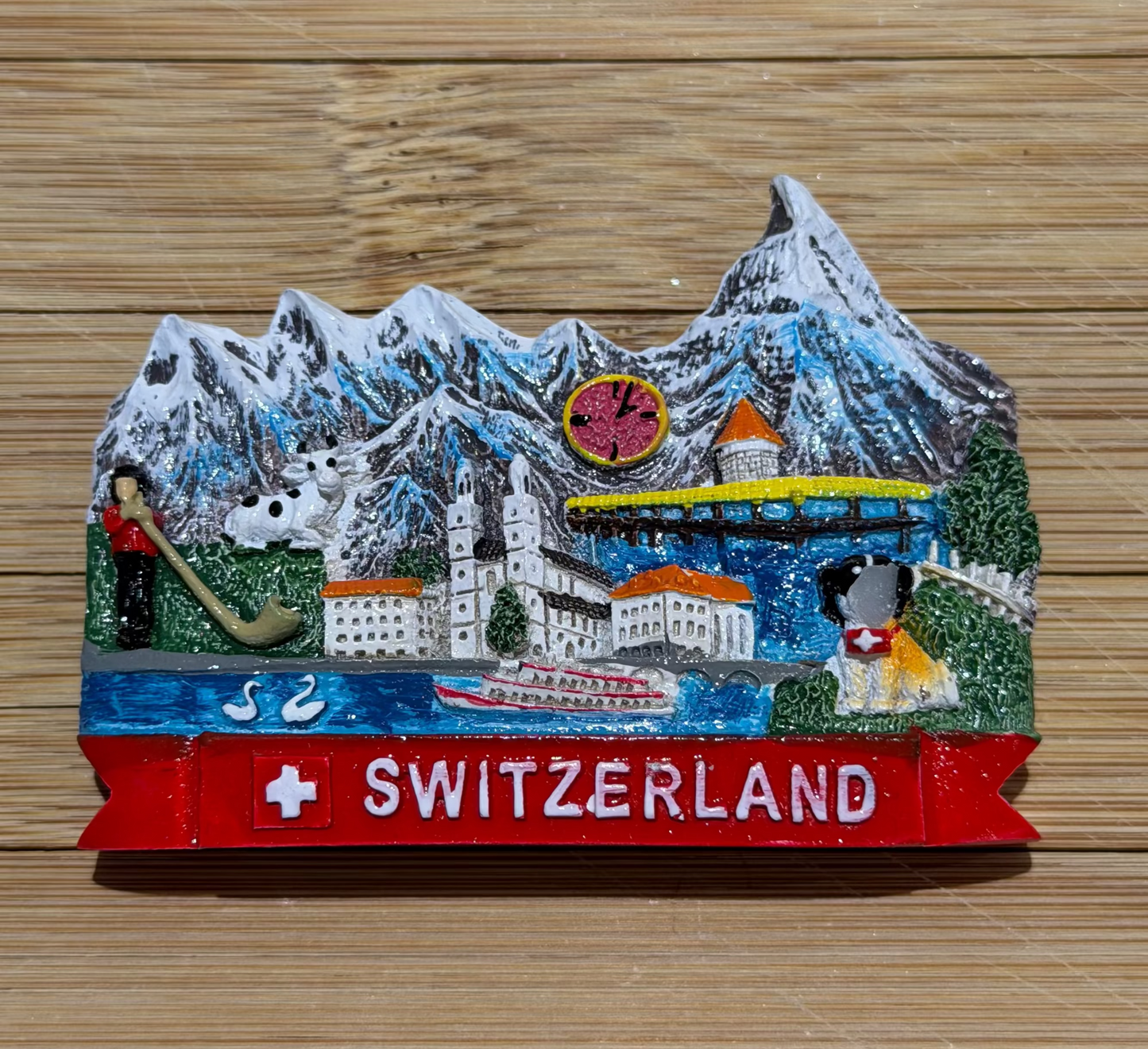 Schweiz Panorama Magnet – Hochwertiger 3D Alpen & Städte Souvenir