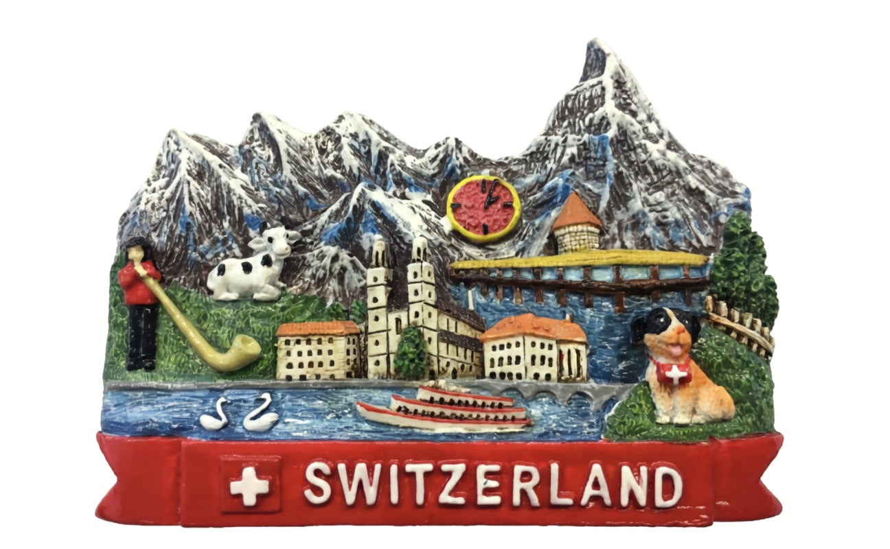 Schweiz Panorama Magnet – Hochwertiger 3D Alpen & Städte Souvenir